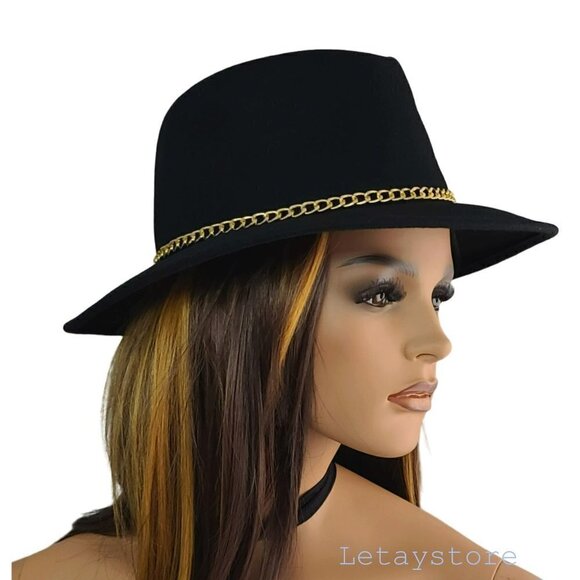 NWT CINTELLI & GALLUZZO Italy Wool Chain Strap Felt Fedora Hat main image 4